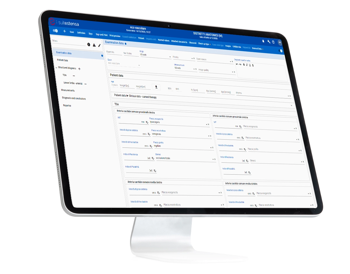 SUITESTENSA Vascular US Data Management, software dedicated to vascular ultrasound